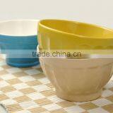 14cm Solid Color Ice Cream Bowl, Embossed Ceramic Bowl thumbnail-1