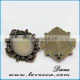 Factory Price Wholesale Vintage Bronze Setting ,DIY Jewelry Cameo Jewelry Settings,Metal Charms Flower Setting thumbnail-1