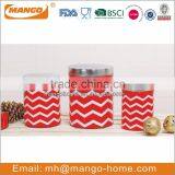 Red Enamel Coffee Bean Storage Metal Food Canister for Kitchen thumbnail-3