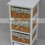 White Wooden Storage Cabinet and Wicker Drawers thumbnail-1