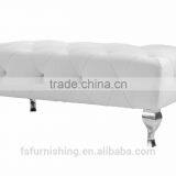 JR113-2 Modern Contemporary White Color Genuine Leather Crystal Tufted Leisure Chair Bed End Bench Stool Neoclassic no MOQ thumbnail-1