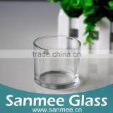 Plain Round Small Machine Pressed Glass Candle Holder thumbnail-1