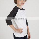 New Model Raglan Fashion OEM Kids 3/4 Sleeve Two Color Splice Tshirts For Child Clothing Latest Designer Wholesale T- shirts