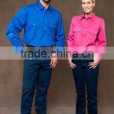 COTTON WORKIng UNIFORM HI VIS SHIRT OPEN FRONT LONG SLEEVE WORKWEAR SHIRTS thumbnail-1