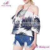 Hot Red Off Shoulder Summer Satin Women Designs Blouse thumbnail-4