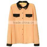 Women Garment Factory Daily Wear Ladies Popular Style Fancy Casual Polyester Spandex Simple Shirt for Mature Women thumbnail-2