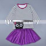 Cartoon Kitty Stripe Long Sleeve T-shirt and Short Skirt 2 Piece Set for 2-6 Years thumbnail-2