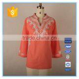 Hot Cotton Linen Clothing Plus Size Blouse Neck Embroidery Design thumbnail-1