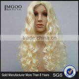 Wholesale Long Wave Heat Resistant Fiber Hair Side Part Blonde Synthetic Lace Front Halloween Wig thumbnail-1
