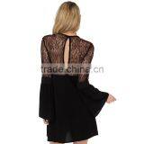 MGOO Hot Selling OEM/ODM Custom Logo Long Sleeve Chiffon Dress Lace Mini Party Dress Fashion Prom Dress D763 thumbnail-4