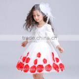 2017 Latest Dress Designs Photos Red Purple Flowers Embroidered Dress thumbnail-2