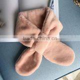 Special Design Early 2017 Spring Girl Nechchief Pure Color Cute Model Fake Rabbit Fur Lovely 90*120cm Lady Scarf thumbnail-4