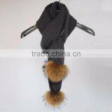 Myfur 2016 Wholesale Genuine Raccoon Fur Pom Poms Winter Knit Scarf thumbnail-5