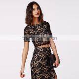 Women's Summer Rose Pattern Crop Top Shirt With Slit Long Skirt Suits thumbnail-6