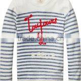 White Blue Stripe Letter Pattern Cotton Men Pullover Sweater thumbnail-1