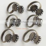 100 PCS wholesale!!! 2 blanks rig setting in antique bronze KJ#0565