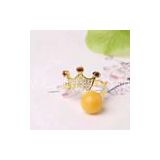 Neffly nature 9mm yellow beeswax crown ring match S925 18Kgold plated inlaid diamond