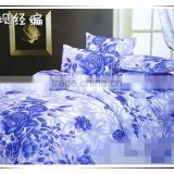 Aqua blue print flannel bedding set