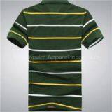 New 100% Cotton Men Short Sleeve Stripe Print Polo-shirt thumbnail-1