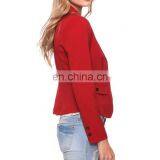 CHEFON Button Trim Women Plus Size Red Blazer CFB040 thumbnail-2