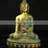 Buddhism Bodhisattva Sakyamuni Old Tibetan Brass Sating Buddha Statue Medicine Blessing Buddhism Art Ethnic God Buddha statue