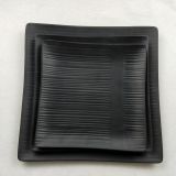 black sqaure melamine dinner plate