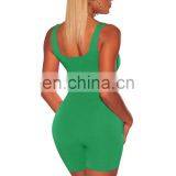 Women 2020 New Arrival One-piece One Piece Jumpsuit Sexy Short Bodycon Casual Blank Fluorescent Color Romper Jumpsuit thumbnail-5