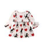 2019 New Love Dinosaur Print Girls Princess Dress 1-6Years Valentine's Day