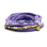 wholesale fashion purple silk wrap hockey lace bracelet from china