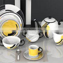 Modern Luxury Wholesale Yellow Dinner Plate Ceramic Porcelain Dinnerware Sets thumbnail-3