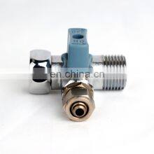 3/8 Inch Three-Way Ball Valve With Quick Connect and Adjustable Nut Brass Valves thumbnail-3