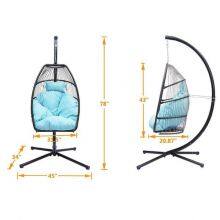 Durable Modern Outdoor Furniture Hanging Egg Swing Chair With Cushion PE Rattan Metal Frame Living Room Hotel Bedroom Courtyard thumbnail-3
