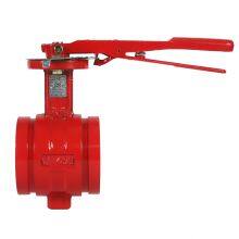 DN70-DN200 D381X-16Q Hand Wheel Groove Butterfly Valve Clamp Butterfly Valve Fire Signal Manual Butterfly Valve thumbnail-1