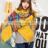 Winter Korean Lady Fashion Tassel Acrylic Plaid Cashmere Scarf Shawl thumbnail-4