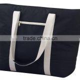 Reusable Black Trendy Ladies Tote Shopping Bag With Front Pocket