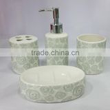 Grey blooming Flower design ceramic 6pcs bath bathroom set