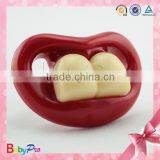 2015 Hot Sell Promotional Products Baby Item Color Red Silicone Pacifier Wholesale Baby Pacifiers Funny Pacifier