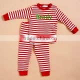 christmas striped pajamas/ organic cotton pajamas/red stripe