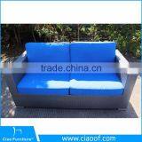 Patio Rattan Balcony Sofa Set With Blue Cushion thumbnail-4