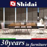 Stainless Steel Base Walnut Veneer Dining Table Modern A-45 thumbnail-3