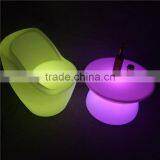 Outdoor Furniture IP68 PE Materia Garden RGB LED Lights Illuminated Small Round Bar Table and Chair for Party and Event thumbnail-4