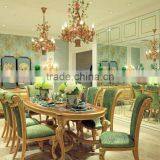 Luxurious Elegant Golden and Brown Carving Round Dining Table Set With Buffet and Chairs BF12-04204b thumbnail-6