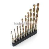 13pcs/set Titanium Coated HSS Twist Drill Bit Set for Metal Power Tools Drill Accessories With 1/4" Hex Shank thumbnail-3