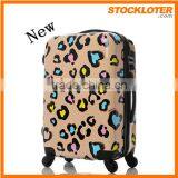 150704d Bags Leopard Stock Trolley Luggage Printed ABS Luggage Closeout