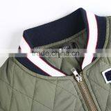 HAODUOYI Women Warm Solid Letter Embroidery Lattice Street Zipper Bomber Jacket thumbnail-4