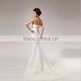 2017 Fashion Custom Lace Halter Wedding Dress Shoulder off Tie Back Dress Fishtail Wedding Evening Dress thumbnail-5