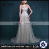 MGOO Long Grey Evening Dresses 2016 New Custom Prom Criss Cross Wonderland Tulle Party Dresses 2253