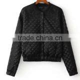 Runwaylover EY1024C 100% Polyester Contrast Embroidery Women Bomber Jacket With Ribbed Collar thumbnail-5