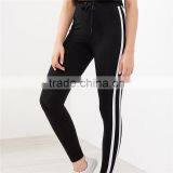 2018 Women Sports Stretchy Drawstring Waist Side Striped Leggings thumbnail-2