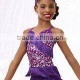 Evening Latin Cool Dance Tutu Dress- Grape Fringes Amazing Latin Costumes for Sale thumbnail-1